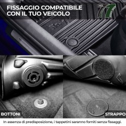 Tappetini compatibili con Mercedes-Benz Classe E S211 2002-2009, su misura in Gomma TPE